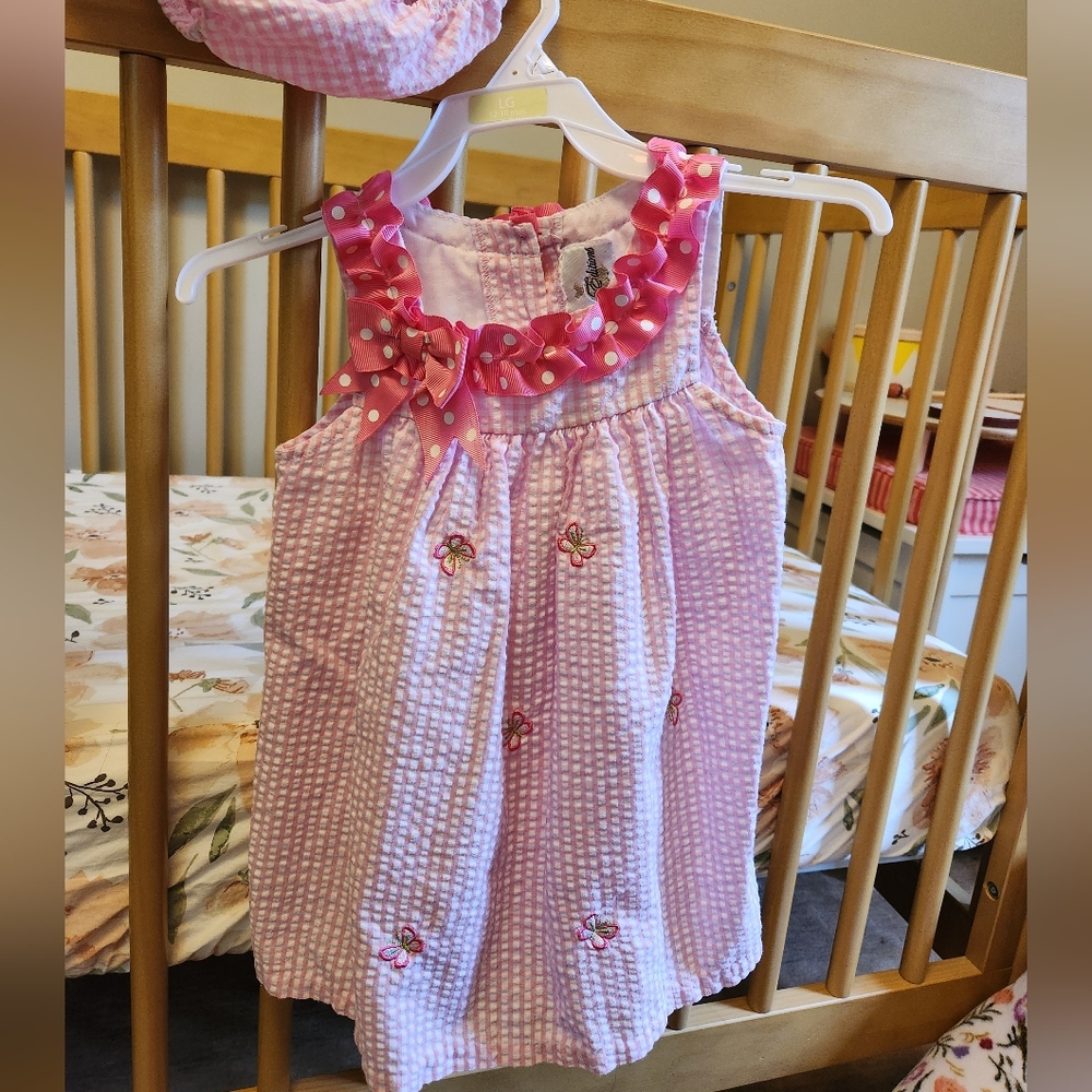 Rare Editions Pink and White Gingham Dress